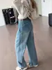 Jeans reto azul vintage para mulheres, novo estilo de verão, plus size, cintura alta, solto, modelador, calça de perna larga estreita