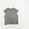 Camiseta Dulce y Energética para Niñas con Mangas Volantes, Top de Verano para Bebé con Costilla y Volantes sin Mangas, Camiseta Interior Linda para Niños Pequeños