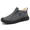 Sapatos de algodão de inverno com forro de pelúcia, botas de algodão com sola de pneu, sapatos slip-on à prova de vento, à prova de chuva e à prova de neve para uso externo para homens, botas de neve