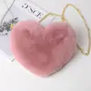 Bolso de Moda con Forma de Corazón, Bolso de Felpa Versátil de Color Sólido, Bolso de Hombro para Mujer de Gran Capacidad, Bolso Cruzado con Cadena, Bolso de Corazón