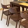 Silla de Comedor Sencilla de Madera Maciza Negra Silla Presidencial Kennedy Silla Hiroshima Fresno Silla de Negociación para Restaurante Silla Casual con Respaldo