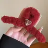 Pinza de pelo grande, voluminosa, de felpa floral para mujer, otoño/invierno, estilo de alta gama, pinza de pelo de lazo, nuevo clip de tiburón estilo coreano