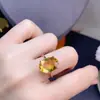 Anillo de Plata con Citrina Brasileña e Incrustación de Plata 925, 10x14 mm, Natural Certificado, Exclusivamente para Ventas Transfronterizas