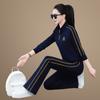 Chaqueta tipo cárdigan, ropa deportiva informal, conjunto de dos piezas para mujer, primavera y otoño 2025, nueva moda, suéter con cuello hawaiano