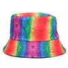 Sombrero de pescador arcoíris estilo japonés y coreano, con cabeza grande, costuras Wai, parte superior plana, combinable con todo, para hombre y mujer, sombrero de viaje, sombrero de lavabo, sombrero de doble cara.