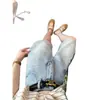 ¡Quien los usa se siente genial~! Shorts de mezclilla finos de verano para mujer, nuevos, de pierna ancha, longitud media, de cáñamo y Lyocell