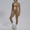 Chaqueta de Yoga con Cremallera de Manga Larga de Punto Sin Costuras Europea y Americana, Sujetador Deportivo, Pantalones de Yoga, Conjunto de Ropa de Yoga Fitness para Mujer