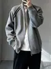 Suéter cardigan listrado com gola alta e color-block estilo Old Money para homens, jaqueta de malha com zíper duplo American cleanfit de outono