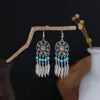 Pendientes Ovalados Estilo Étnico Bohemio Europeo y Americano Transfronterizos para Mujer Retro Atracciones Turísticas Pendientes con Borlas Étnicas