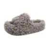 Pantuflas peludas de suela gruesa para mujer, para usar en exteriores, en casa y estilo perezoso, nuevas pantuflas tipo slip-on de algodón 2026