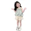 Conjunto de Ropa de Verano Dulce y Hermoso para Niñas, Muy Atractivo, Nuevo Estilo 2026 para Bebés Niñas, Estilo Fresco Top Halter y Shorts de Encaje