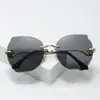 Gafas de Sol Poligonales Sin Marco Cortadas en el Borde Transfronterizas Europeas y Americanas Moda Femenina Gafas de Sol Tendencia 2025 Gafas de Sol Nuevas