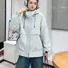 A1309 Parka Casual da Moda para Uso Externo Feminina, Jaqueta Versátil Estilo Workwear para Primavera e Outono, Casaco Corta-Vento
