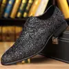 Zapatos de Cuero con Cordones Puntiagudos y Lentejuelas Personalizados para Hombre, Zapatos Oxford Británicos, Talla Grande Transfronteriza para Fiesta de Club Nocturno Boda Zapatos de Hombre