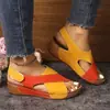 Zapatos de Mujer con Suela Gruesa, Punta Abierta, Bloques de Color, Talla Grande, Velcro, Sandalias Romanas Huecas de Playa, Venta al por Mayor, Gama Alta y Elegantes