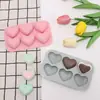 Molde de Chocolate com Seis Furos Molde para Pudim Bolo Doce Pequeno 6 Corações Conectados de Silicone Molde para Bolo Atacado