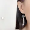 Pendientes de borla de la suerte huecos de plata de ley 925 para mujer, aretes de botón hexagonales de estilo chino esférico, ganchos de oreja, joyería para orejas