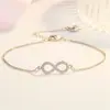 Kalemei Wish Aliexpress Exportación Nuevo Pulsera de Ojo de 8 Caracteres Blanca Bañada en Oro Lazo Diamante Pulsera para Mujer