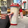 Taza Termo de Bádminton a la Moda, Taza de Agua Deportiva Personalizada con Popote, Taza de Café con Doble Boquilla para Hombres y Mujeres, Gran Capacidad, Alto Valor Estético