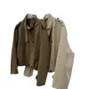 Gabardina de alta gama estilo británico con cuello alto y doble botonadura para mujer, chaqueta corta casual retro adelgazante de algodón Lyocell