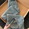 Jeans Rectos Sueltos de Tiro Alto para Mujer Verano Nuevo Retro Americano Lavado Caída Versátil Pantalones de Pierna Ancha