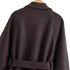 Invierno 2025 Nuevo Europeo y Americano Transfronterizo Moda Urbana para Mujer Abrigo Exterior de Lana con Cinturón W09 11722