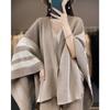 Bufanda Chal Grande de Moda Otoño/Invierno 2025 Bloques de Color Estilo Vintage Capa de Cachemira Ropa Exterior para Mujer Adelgazante