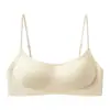 Sujetador invisible de soporte suave para mujer, sin costuras, busto pequeño, push-up, transpirable, copa fija, seda de hielo, espalda bonita, sujetador transpirable de verano