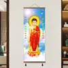 Estatua de Buda Pintura Colgante Namo Amitabha Retrato de Buda Estéreo Doméstico Pintura de Sakyamuni Buda Tres Santos Occidentales Pergamino Guanyin