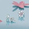 S925 Brincos de Flor de Pêssego de Prata Esterlina Estilo Coreano Estilo Fresco Brincos de Diamante Flores Design Doce Brincos Grátis de Verão