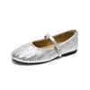 Sapatos Flats Elegantes Estilo Francês Weimei Girl 6563-1 para Mulheres, Sapatos Mary Jane Rasos Tecidos