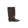 Botas Nuevas de Estilo Retro para Mujer Otoño/Invierno 2026, Puntiagudas Cuadradas, Fruncidas, Hasta la Rodilla, con Tacón Oculto y Diseño de Caña Ancha, Botas de Caballero para Mujer