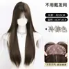 Peruca de Cabelo Longo e Liso para Mulheres, Aplique para o Topo da Cabeça para Aumentar o Volume do Cabelo, Não Precisa Usar Touca, Mechas de Cabelo Realistas, Peça Grande para Reposição de Cabelo