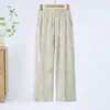 Pantalones Casuales Rectos Sueltos de Verano Finos de Cintura Alta para Mujeres de Mediana Edad y Mayores con Cintura Elástica y Tela de Seda de Hielo