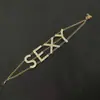 Amazon transfronterizo Collar choker exagerado con incrustaciones de diamantes personalidad hip hop letra en inglés SEXY collar de moda transfronterizo