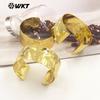 WT-B659 simple clásico chapado en oro de 18 quilates apertura ajustable lisa oro para hombres y mujeres pulsera joya usable
