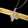 Collar con Colgante de Cruz de Cobre Incrustado con Circonita de Oro Real de 18 Quilates, Nuevo Estilo Transfronterizo Europeo y Americano, Joyería de Gama Alta Versátil de Lujo Ligero
