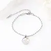 Pulsera de Cadena de Bolas de Acero Inoxidable Transfronteriza Europea y Americana con Colgante Redondo de Resina Semilla de Mostaza de 15 mm Pulsera de Acero Inoxidable
