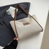 Bolsa Tote de Linho Estilo Coreano Transfronteiriça Tendência Ins Letra Grande Capacidade Novo Modelo 2026 Ombro Único Moda Classe Bolsa para o Dia a Dia