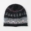 Gorro Fair Isle para mulheres, estilo vintage outono e inverno, faz o rosto parecer menor, chapéu pós-parto à prova de frio, touca quente, gorro de tricô