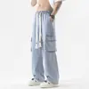 Jeans de Herramienta Engrosados con Forro de Polar Otoño e Invierno para Hombre 2024 Nuevos Pantalones Rectos Sueltos con Múltiples Bolsillos para Hombre