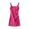 Vestido de Tirantes Cuadrado Plisado Estilo Puro Deseo para Mujer Verano 2023 Nuevo Suave Ajustado a la Cintura Vestido Corto