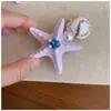 Grampo de Cabelo Estrela do Mar de Diamante Acrílico Pérola Estilo Resort Oceânico Nicho Clipe Bico de Pato Moda Simples Versátil Acessórios de Cabelo para Mulheres