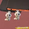 Tapón de Polvo Plano para Teléfono de Acrílico de Gato con Flores, Nueva Decoración Colgante de Dibujos Animados Transfronteriza para Coche, Accesorio de Interior de Coche Auto-Diseñado