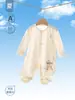 Qing - Ropa de bebé de verano de manga larga, mameluco fino de una sola pieza, ropa para aire acondicionado, mameluco para recién nacido, traje de gateo de algodón puro Clase A