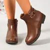 Gran cantidad, buen precio, botines tejidos, punta redonda, tacón grueso, cremallera lateral, hebilla metálica, botines de tacón, alta relación costo-beneficio, zapatos de mujer para otoño e invierno