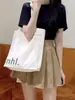 Bolsa de Tote Estilo Japonés Estilo Perezoso Ins Artístico Simple Gran Capacidad Estilo Coreano Bolso de Hombro de Lona para Mujeres Estudiantes Chic
