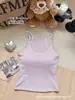 Camisola dulce a rayas para chica atrevida tirantes finos espalda cruzada top sin mangas con copas ajuste ceñido capa interior prenda exterior top de chica atrevida
