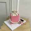 Bolso Bandolera Cruzado Estilo Ins con Cordón Lujo Ligero Perla Francesa 2026 Nuevo Verano Moda Personalizada Bolso Cubo con Cordón para Mujer