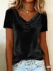2026 Europeo y Americano Transfronterizo Amazon Sitio Independiente Moda Femenina Nueva Color Sólido Cuello Redondo Manga Corta Sexy Terciopelo Camiseta